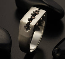 Rustic Mens  Band, Mens Wedding Ring, Silver Copper Ring, 9.5 mm Wide Men Ring, Mens Gift, RS-1309