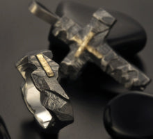 Mens wedding band, 14K Gold and Silver, RS-1303