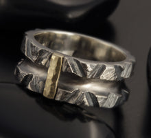 Mens ring, 14K Gold and Silver, Man ring, Unique man ring, Man engagement ring, Silver mens ring, Man wedding ring,  RS-1301