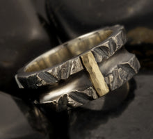 Mens ring, 14K Gold and Silver, Man ring, Unique man ring, Man engagement ring, Silver mens ring, Man wedding ring,  RS-1301