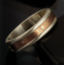 Men rings silver, Mens Wedding Band, Wide Silver Ring, Silver and Copper Ring, Rustic Mans Band, Man Engagement ring, Textured Ring, RS-1246