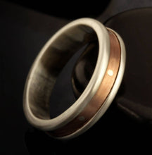 Men rings silver, Mens Wedding Band, Wide Silver Ring, Silver and Copper Ring, Rustic Mans Band, Man Engagement ring, Textured Ring, RS-1246