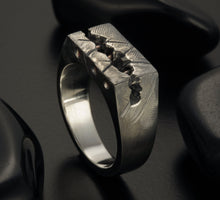 Mens Signet Black Ring, Man Unique ring, Mens Silver ring, Anniversary gift, Rustic ring, RS- 1309-1