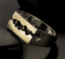 Rustic Mens  Band, Mens Wedding Ring, Silver Copper Ring, 9.5 mm Wide Men Ring, Mens Gift, RS-1309