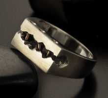 Rustic Mens  Band, Mens Wedding Ring, Silver Copper Ring, 9.5 mm Wide Men Ring, Mens Gift, RS-1309