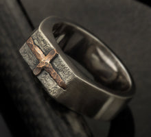 Mens cross Ring - Mens  Band - Mens Jewelry - christian ring - Hammered mens ring band - Personalized Ring - Mens Gift -  RS-1275