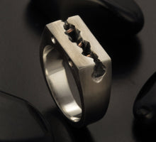 Rustic Mens  Band, Mens Wedding Ring, Silver Copper Ring, 9.5 mm Wide Men Ring, Mens Gift, RS-1309