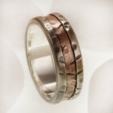 Mens wedding band, Rustic 8mm silver & Copper Ring, personalized wedding band, Promise ring,  RS-1080