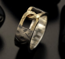 Men wedding Band, 14K Gold and Silver, Men Wedding Ring, Wide Men Wedding Band, 8 mm Ring, Men's Gift, RS-1210