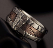 Mens wedding Band, Cross Wedding Ring, Silver & Coppr Ring, Mens Gift, RS-1162