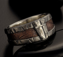 Rustic Mens Band, Man ring, Man cross Ring, Man Silver Ring, Engagement Band, Unique Bark Men's Ring,   RS-1162-B