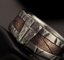 Rustic Mens Band, Man ring, Man cross Ring, Man Silver Ring, Engagement Band, Unique Bark Men's Ring,   RS-1162-B