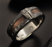 Rustic Mens Band, Man ring, Man cross Ring, Man Silver Ring, Engagement Band, Unique Bark Men's Ring,   RS-1162-B