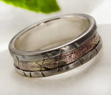 Men Wedding Band, Men wedding Ring, Silver copper & 14K Gold, Anniversary Ring, Engagement Ring, Mens Ring,  RS-1292