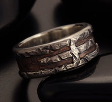 A Pair of Rustic wedding rings, wedding Band, Unique Pair Silver  and copper Rings,   RS-1163