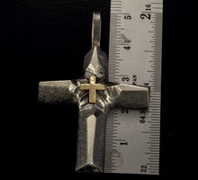 Mens Cross necklace, Silver and 14K Gold Handmade Cross Pendant, Silver Handmade Cross Pendant, Cross Jewelry, gift for him,P-125
