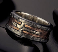 Mens cross ring, Mens Silver and Copper Band, Mens gift Ring,  RS-1253