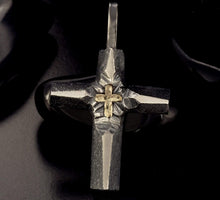 Mens Cross necklace, Silver and 14K Gold Handmade Cross Pendant, Silver Handmade Cross Pendant, Cross Jewelry, gift for him,P-125