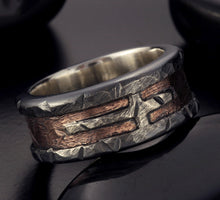 Mens cross ring, Mens Silver and Copper Band, Mens gift Ring,  RS-1253