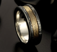 Man Gold Band, Silver & 14K solid Gold, Man Woman Wedding Ring, Anniversary Ring,  RS-1404