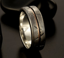 Mens Wedding Ring, Mens Wedding Band, Engagement Ring, Rustic mens ring, Silver and copper, Gift for men,  RS-1081