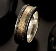 Man Gold Band, Silver & 14K solid Gold, Man Woman Wedding Ring, Anniversary Ring,  RS-1404
