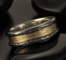 Man Gold Band, Silver & 14K solid Gold, Man Woman Wedding Ring, Anniversary Ring,  RS-1404
