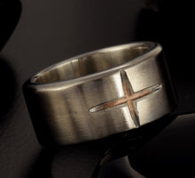 Men silver Ring, Rustic Mens ring, Men Cross Ring,  Mens Silver & copper Ring, Wedding Ring Gift for men, RS-1405
