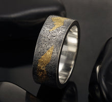 24K gold and sterling silver ring, Keum Boo Rustic Ring, Unique Wedding ring, Classic Ring, -RS-1153