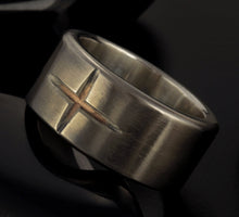 Men silver Ring, Rustic Mens ring, Men Cross Ring,  Mens Silver & copper Ring, Wedding Ring Gift for men, RS-1405