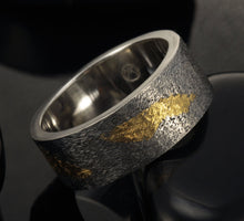 24K gold and sterling silver ring, Keum Boo Rustic Ring, Unique Wedding ring, Classic Ring, -RS-1153