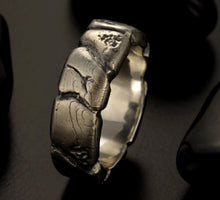 Men Unique Ring, Rustic sterling silver band, Man Silver ring, Textured Ring, Gift for men,  RS-1406