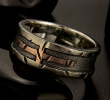 Mens Ring, 14K Gold Cross Silver or Copper, Mens Womens Wedding Band, Gift for men, 10mm ring RS-1408