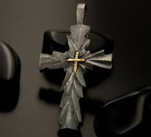 Large Cross Pendant, Silver and 14K Solid Gold Handmade Cross Pendant, Handmade Cross Pendant, Cross Jewelry, P-130