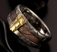 Mens Wedding Ring, 14K solid Gold & Silver Ring, Mens Wedding Band, Engagement Ring, Rustic mens ring, Gift for men, RS-1306