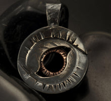 Unique Pendant, Rustic Dark Pendant for Men & Women, Yin and Yang Pendant, Eye Pendant, Silver and copper, P-132