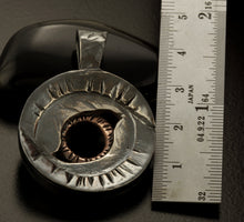 Unique Pendant, Rustic Dark Pendant for Men & Women, Yin and Yang Pendant, Eye Pendant, Silver and copper, P-132