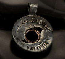 Unique Pendant, Rustic Dark Pendant for Men & Women, Yin and Yang Pendant, Eye Pendant, Silver and copper, P-132