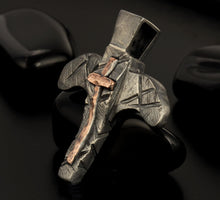 Mens Cross Pendant, Silver and copper Handmade Cross Pendant, Mens Cross Silver Handmade Pendant, Cross Jewelry, P-138