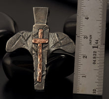 Mens Cross Pendant, Silver and copper Handmade Cross Pendant, Mens Cross Silver Handmade Pendant, Cross Jewelry, P-138