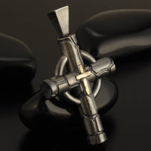 Unique Cross Pendant, Mens Cross Pendant Silver and 14K Gold Handmade, Cross Sterling Silver Handmade Pendant, Cross Jewelry, P-141