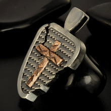 Mens Cross Pendant, Silver and copper Handmade Cross Pendant, Mens Cross Silver Handmade Pendant, Cross Jewelry, P-136