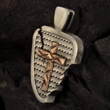 Mens Cross Pendant, Silver and copper Handmade Cross Pendant, Mens Cross Silver Handmade Pendant, Cross Jewelry, P-136