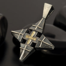 Cross Pendant, Mens Cross Sterling Silver and 14K Gold Pendant,Handmade Pendant, P-117-S