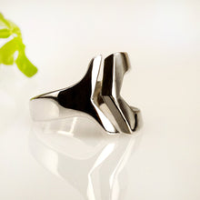 Unisex Statement Ring, Open Ring, Bar Ring, 14k White Gold Ring, Tribal Wedding Band, Modern Ring, Gold Statement Ring, Wide Ring, RS-1042