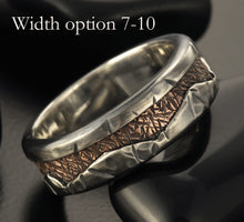 Rustic Mens Wedding Band, Sterling Silver & Copper Ring, RS-1192