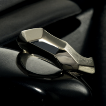 Faceted Silver Wedding Band, Geometric Unisex Sterling Silver Ring, RS-1041