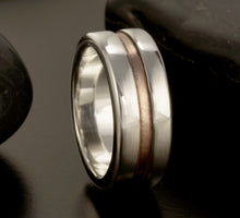 Men's Wedding Band, Sterling Silver & Copper Ring, Classic Men's Ring, RS-1078