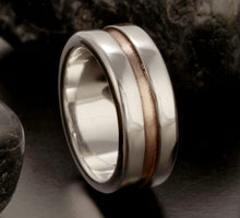 Men's Wedding Band, Sterling Silver & Copper Ring, Classic Men's Ring, RS-1078