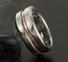 Men's Wedding Band, Sterling Silver & Copper Ring, Classic Men's Ring, RS-1078